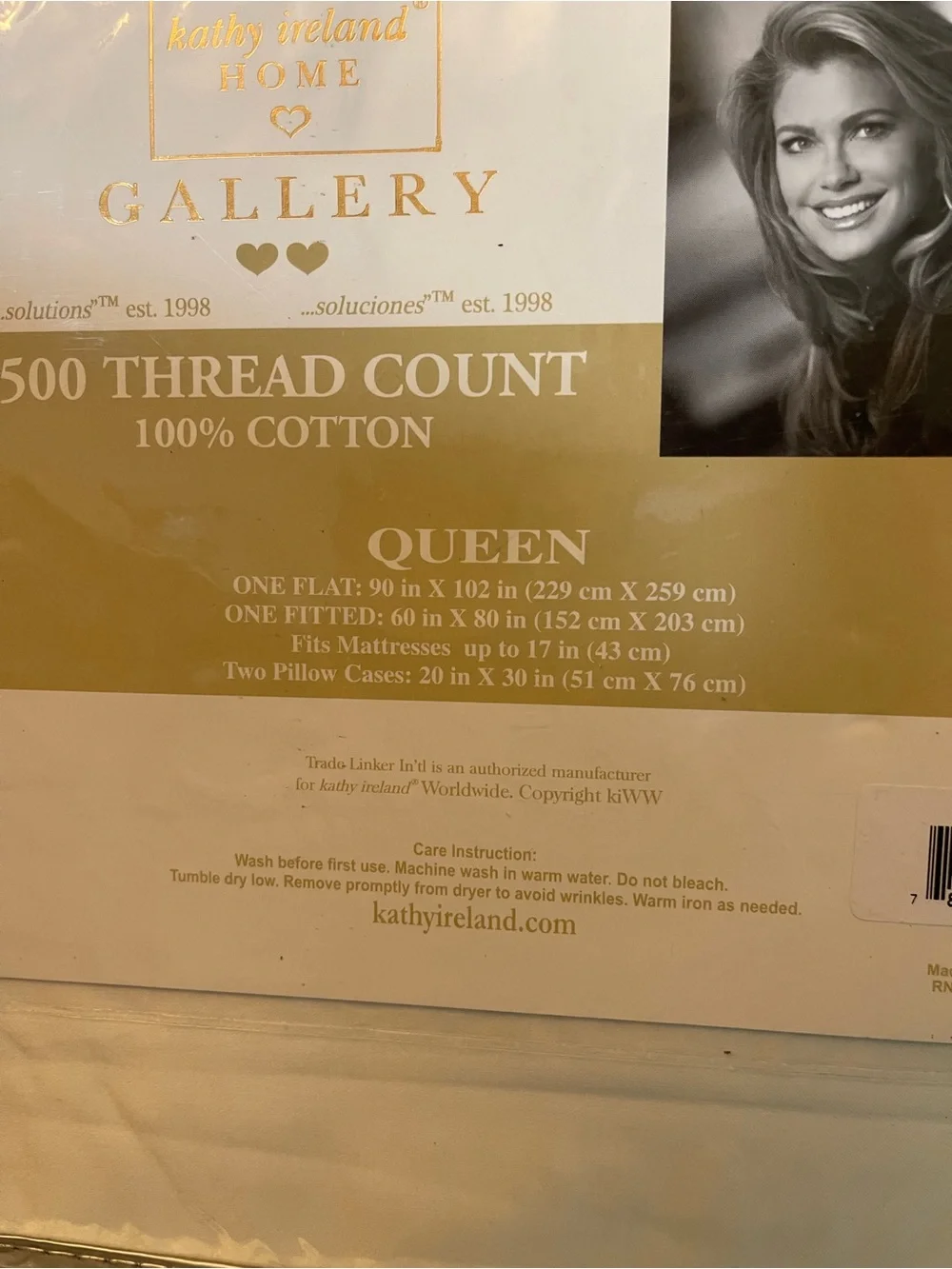 kathy ireland Cream 500 Thread Count Cotton Queen Sheet Set